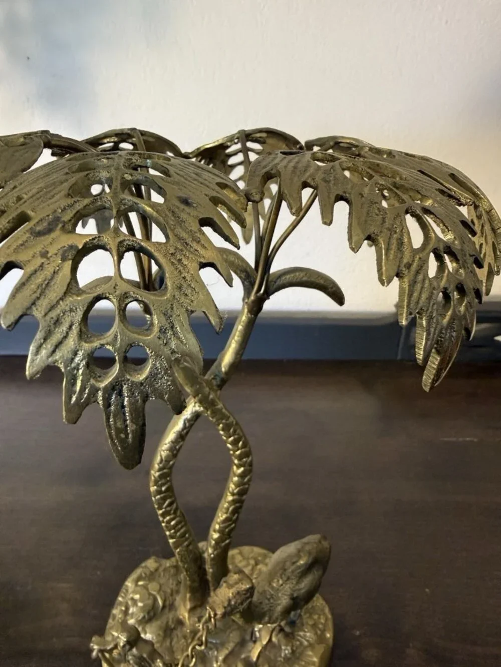 Vintage Bronze/Brass Sculpture Man with a Camel under a Palm Tree